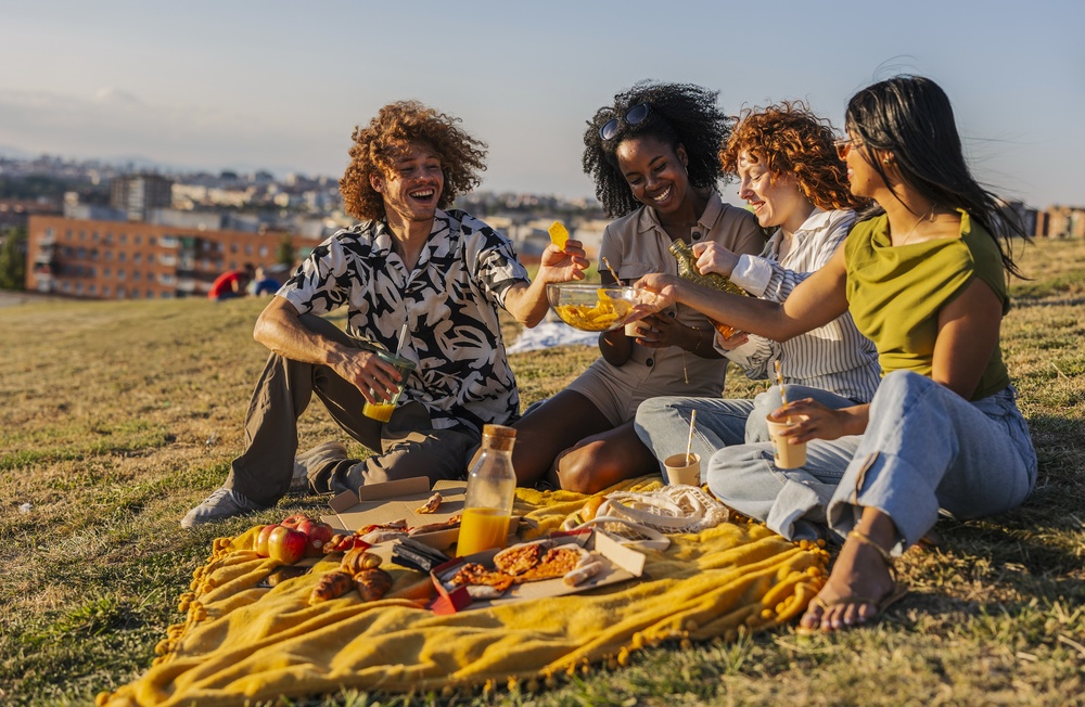 Sharing picnic food